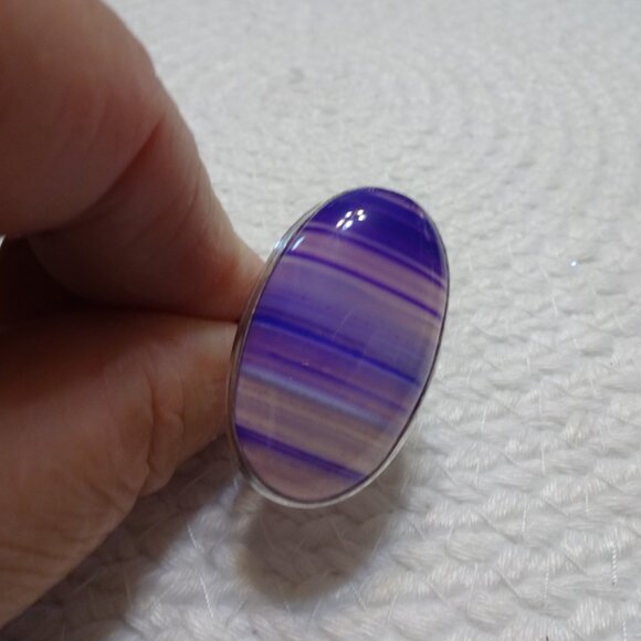 Gorgeous PURPLE BOTSWANA AGATE Handmade Sterling 925 Ring Size 11 #853C - Picture 3 of 3